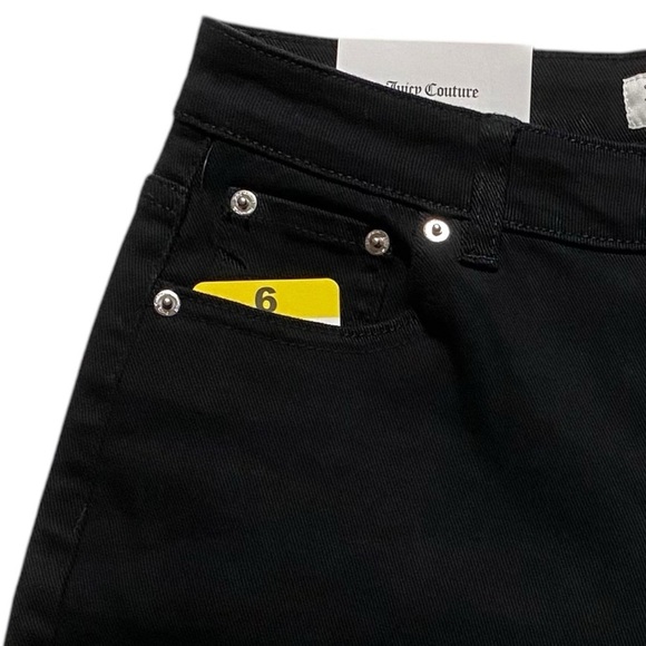 Juicy Couture Denim Shorts 6 Black Classic 5 Pocket Zip-Fly Stretch Casual NWT - Picture 3 of 8